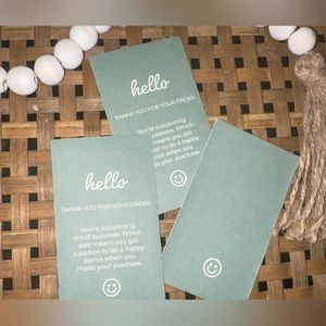 Hello (Thank you for your order) Cards Front and Back Quantity: 30